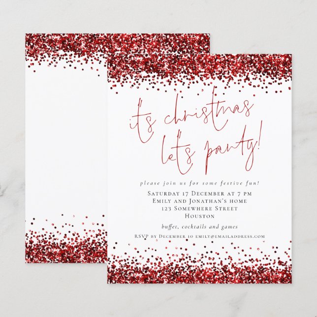 Budget Roter Glitzer Seine Weihnachten Lasse Party (Vorne/Hinten)