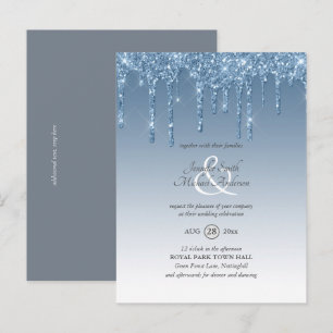 Budget Royal Blue Glitzer Dripping WEDING INVITE Postkarte