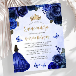 Budget Royal Blue Gold Floral Quinceñera