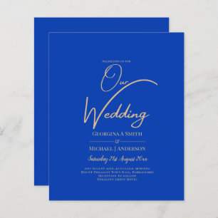 Budget Royal Blue Monochrome Wedding INVITE