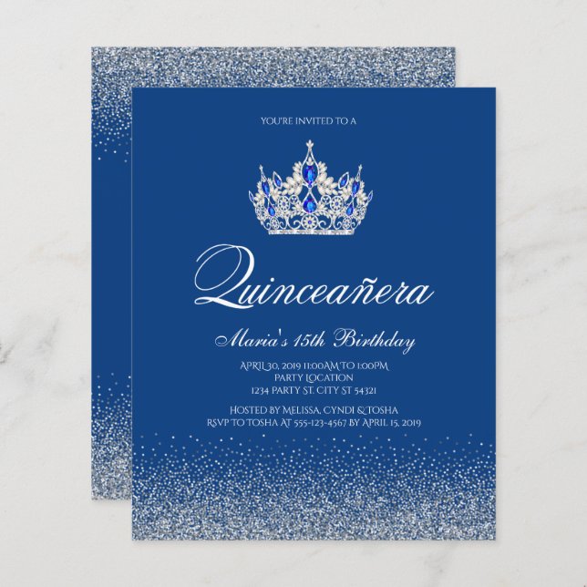 Budget Royal Blue Quinceanera (Vorne/Hinten)