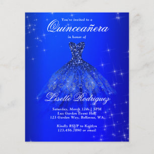 Budget Royal Blue Quinceanera Einladung