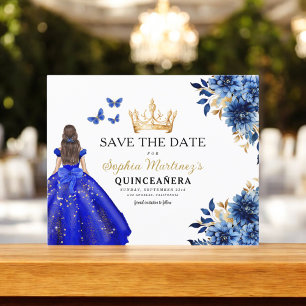Budget Royal Blue Save the Date Quinceanera