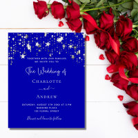 Budget Royal Blue Silver Stars Hochzeit Einladung