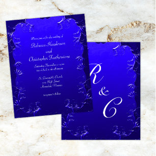 Budget Royal Blue Vintage Schnörkel Hochzeit Flyer