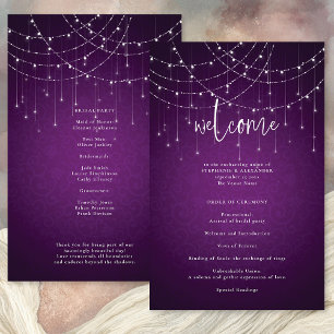 Budget Royal Lila String Lights Wedding Program
