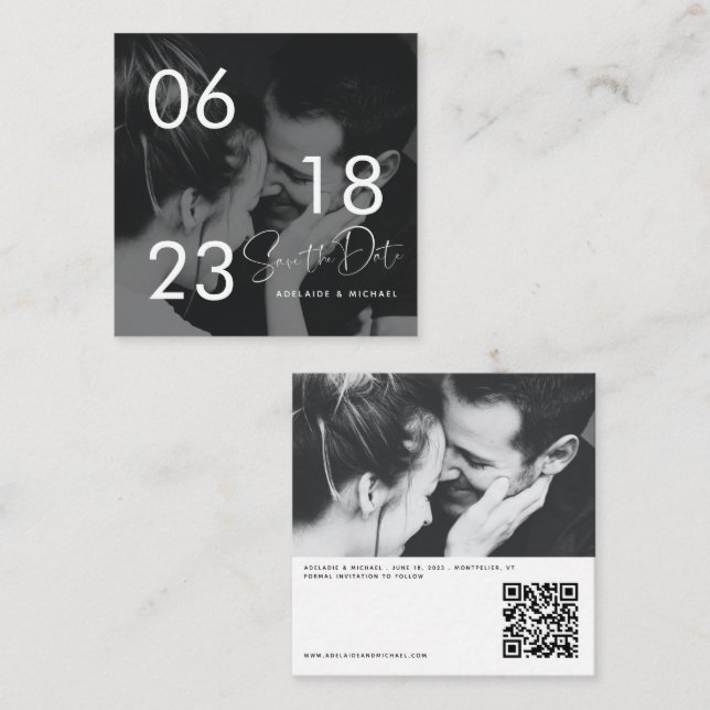 Budget RSVP QR Code Détails photo Carte Mariage (Devant / Derrière)