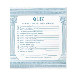 Budget-Ruhestandsfeier-Quiz Notizblock