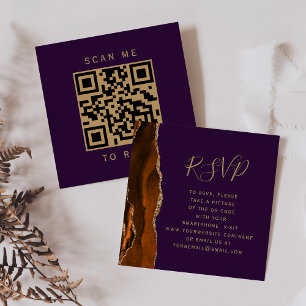 Budget Rust Achat Lila Hochzeits-QR-Code RSVP Begleitkarte