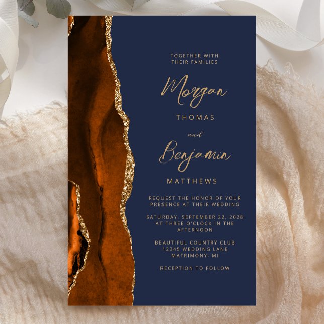 Budget Rust Gold Achat Navy Blau Script Hochzeit (Von Creator hochgeladen)