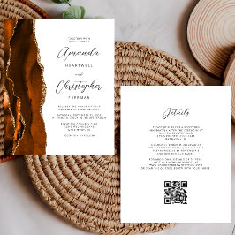 Budget Rust Gold Agate QR Code Hochzeit