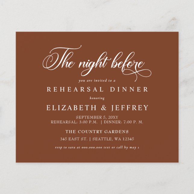 Budget Rust Night Before Probe Dinner einladen (Vorderseite)