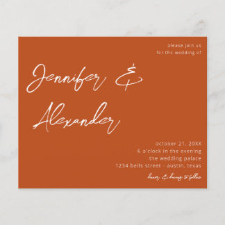 Budget Rust Orange Calligraphy Foto Wedding V2 Flyer