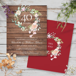 Budget Rustic 40. Hochzeitstag Rubinschmuck Einlad
