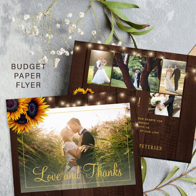 Budget rustic 5 Foto Collage Hochzeit danke Flyer (Von Creator hochgeladen)