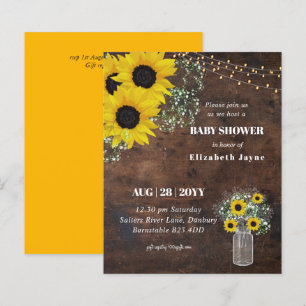 BUDGET Rustic Baby Dusche Sonnenblumen laden ein