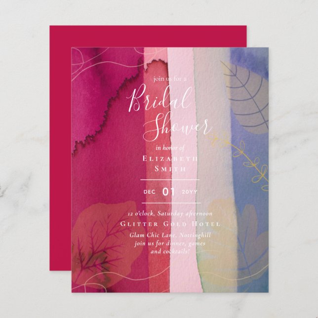 Budget Rustic Berry Red Gold Bridal Shower (Vorne/Hinten)