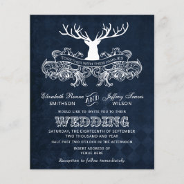 Budget Rustic Blue Antlers Hirsche Einladung Hochz