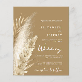Budget Rustic Boho Pampas Hochzeitseinladung