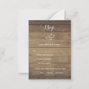 Budget Rustic Boho Wood Response RSVP Cards Mitteilungskarte
