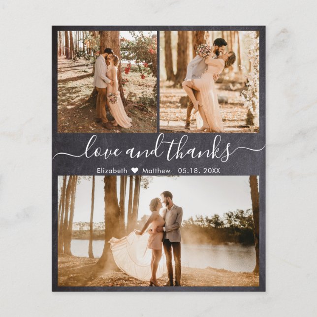 Budget Rustic Collage Wedding Danke Papier (Vorderseite)