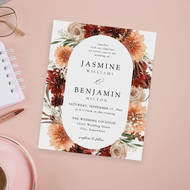 Budget Rustic Earth & Champagne Florals Wedding Flyer (Von Creator hochgeladen)