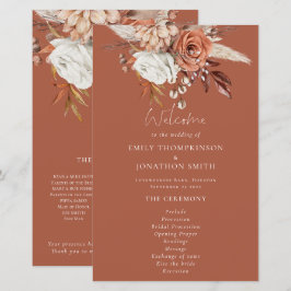 Budget Rustic Florals Terracotta Wedding Programm