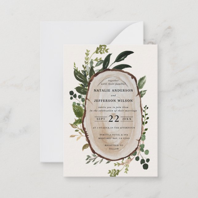 Budget Rustic Foliage Farmhouse Hochzeit Einladung (Vorderseite)