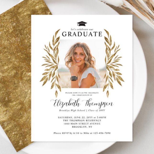 Budget Rustic Gold Blätter Foto Graduation Party (Von Creator hochgeladen)