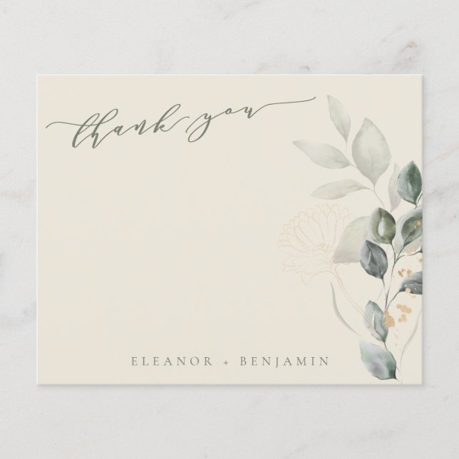 Budget Rustic Gold Green Carte de remerciements Ma (Devant)