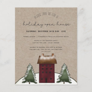 Budget Rustic Holiday Open House Einladung Flyer