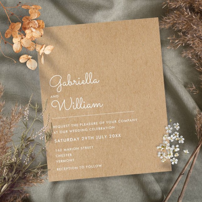 Budget Rustic Kraft Minimalistische Hochzeitseinla (Von Creator hochgeladen)