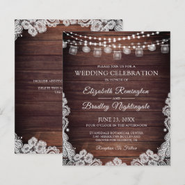 Budget Rustic Lights Jars Lace Hochzeit Einladung