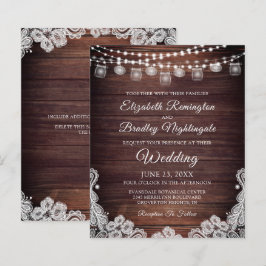 Budget Rustic Lights Jars Lace Hochzeit Einladung