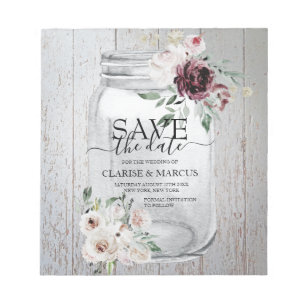 BUDGET Rustic Mason Jar Save the Date Einladung Notizblock