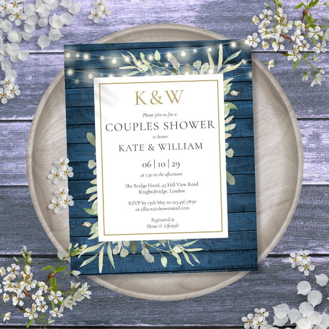 Budget Rustic Monogram Couples Dusche laden (Budget Rustic Monogram Couples Shower Invite)