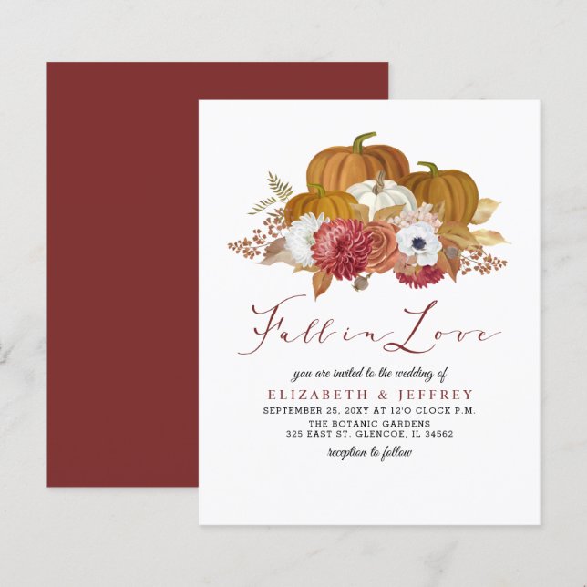 Budget Rustic Pumpkins Hochzeit im Herbst Einladun (Vorne/Hinten)