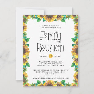 Budget Rustic Sonnenblumen Familie Wiedersehen Ein Einladung