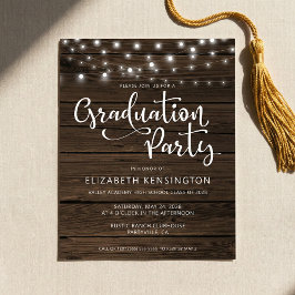 Budget Rustic String Lights Wood Graduation Party