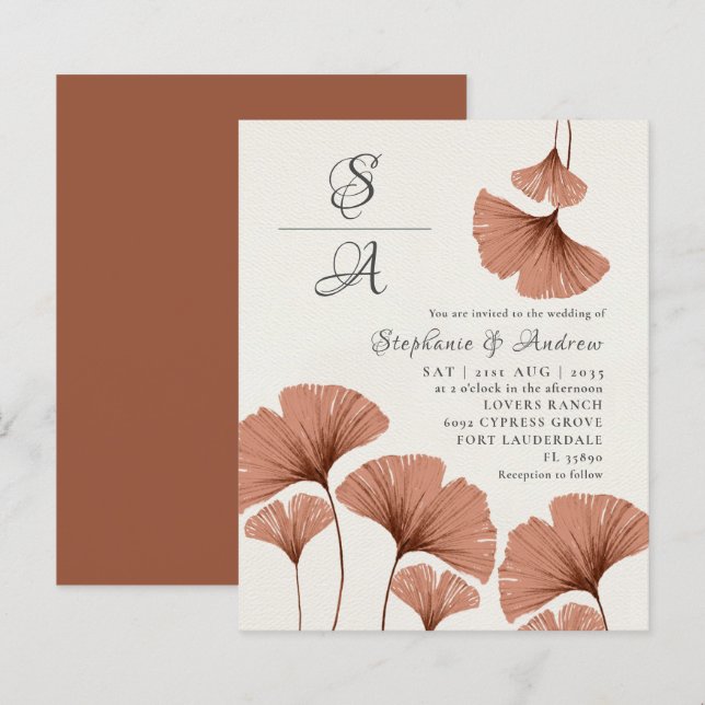 Budget Rustic Terracotta Ginkgo Foliage Wedding (Vorne/Hinten)