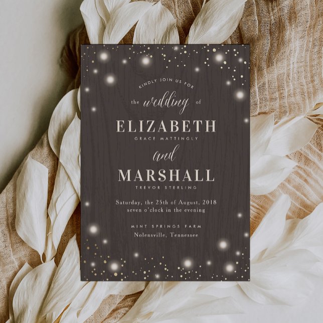 Budget Rustic Twinkle Wedding Einladung (Von Creator hochgeladen)