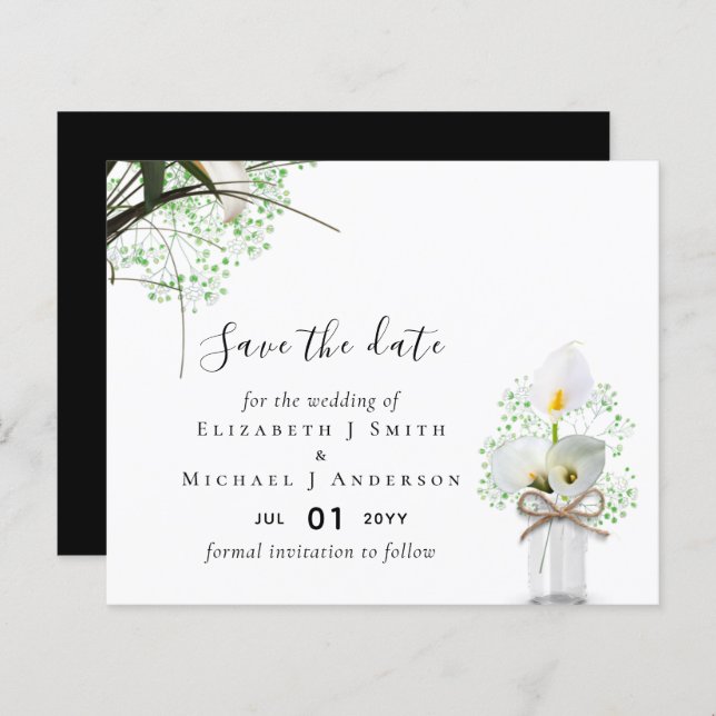 Budget Rustic White Calla Lilies Hochzeitstag Rett (Vorne/Hinten)