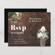 Budget Rustic White Calla Lily Wedding RSVP