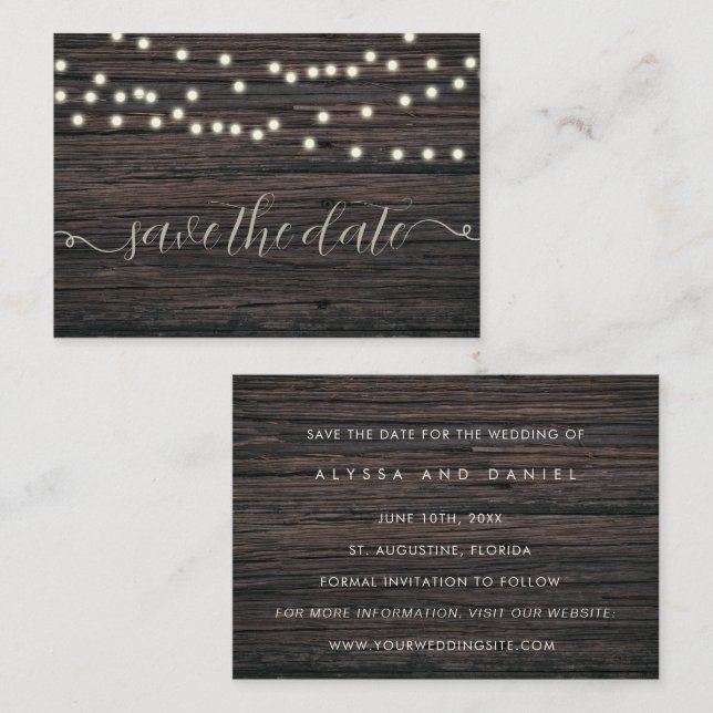 Budget Rustic Wood Boho Save the Date Einladungen (Vorne/Hinten)