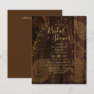 Budget Rustic Wood Gold Brautparty Einladung