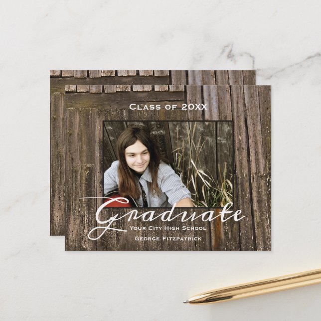 Budget Rustic Wood High School Graduation (Vorderseite/Rückseite Beispiel)