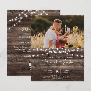 Budget Rustic Wood QR Code UAWG Wedite Einladung