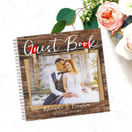 Budget - Rustic Wood Wedding Foto Gästebuch Notizbuch