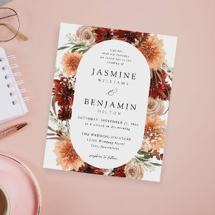 Budget Rustikal Erde & Champagner Blumen Hochzeit Flyer