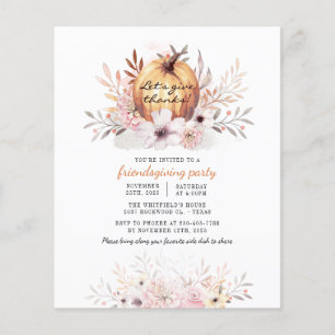Budget Rustikal Friendsgiving Floral Fall Pumpkin Flyer